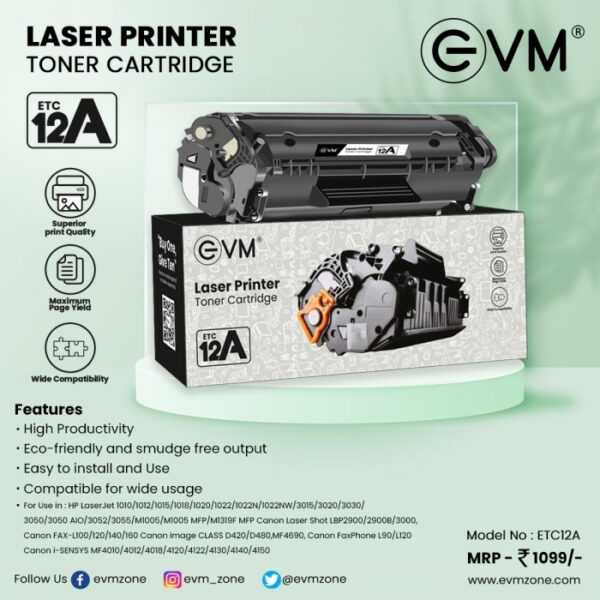 LASER PRINTER TONER CARTRIDGE 12A - Image 2